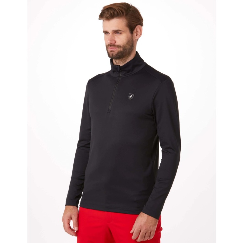 Toni Sailer Brendan Baselayer 1/4 Zip Pullover Mens Large Outdoor Skiing Black‎